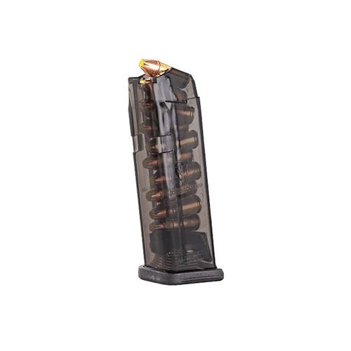 ETS genomskinliga polymermagasin för Glock 19 och 26 erbjuder pålitlighet, låg vikt, 10 skotts kapacitet och enkel demontering för optimal prestanda.