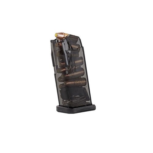 ETS transparent magasin för Glock 26 ger synlighet och säkerhet, är hållbara, lätta att rengöra och kompatibla med aftermarket basplattor.