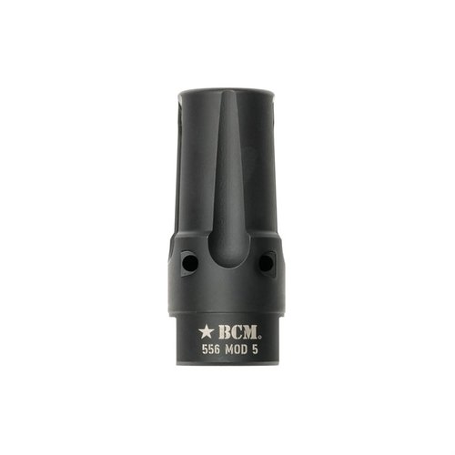 BCMGUNFIGHTER™ Compensator Mod 5-5.56 minskar rekyl, bländning och ljud, har ingen nedåtriktad öppning och är nitridebehandlad för korrosionsbeständighet.