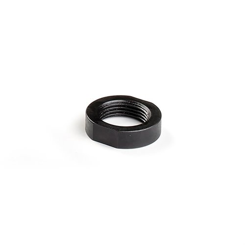 Strike Industries Jam Nut underlättar installation och timing av muzzle devices, med 1/2"-28 TPI gänga och QPQ-beläggning för hållbarhet.