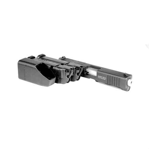 Konvertera din 9mm/.40 S&W Glock till 22lr för billigare skjutning, perfekt för träning med två 10-runds magasin och en väska. California legal.