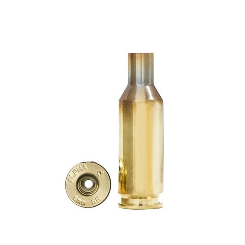 Alpha 6mm BR brass med Small Rifle primer pockets, 100 st i skyddande plastlåda. Optimal livslängd och prestanda även vid höga tryck.