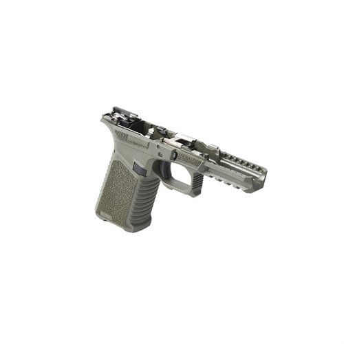 SCT 17 polymerram är fullt monterad, ergonomisk, kompatibel med Glock Gen 3, har aggressiv textur, Picatinny rail och flared mag well för snabbare magbyten.