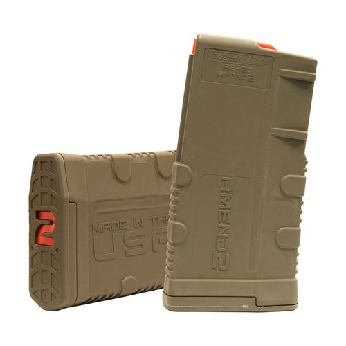 Amend2® SR-25 7.62X51 magasin i hållbar polymer, 10 eller 20 skott, med anti-tilt följare och rostfritt fjäder, perfekt för jakt och skytte.