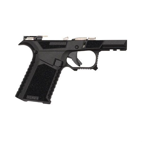 SCT 43X ramverket är fullt monterat, ergonomiskt utformat med aggressiv textur, ambidextrous mag release och flared mag well, perfekt för Glock 43X och 48.