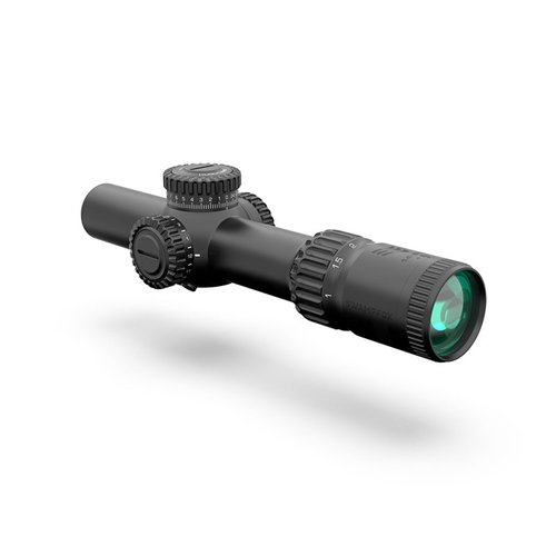 WARHORSE LPVO 1-6x24mm FFP erbjuder snabb målfångst och precision med 12 belysningslägen, push/pull turrets och en robust design för alla skjutscenarier.