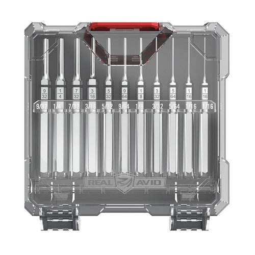 ACCU-PUNCH 11-delars Roll Pin Punch Set är tillverkad av härdat stål med nickelplätering för korrosionsskydd, och har hex-handtag för precis kontroll.