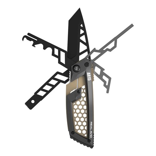 AR-15 Gun Tool Edge erbjuder en hållbar 2.6" Tanto-blad, 12 scrapers och verktyg för precision och funktionalitet i fält och på skjutbanan.
