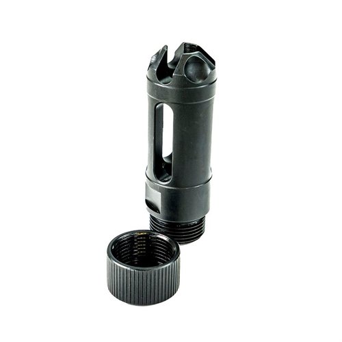 MUZZLOK® 9MM LUGER FLASH HIDER erbjuder enkel installation utan crush washer, snabb tidsinställning och möjligheten att montera och demontera i fält.