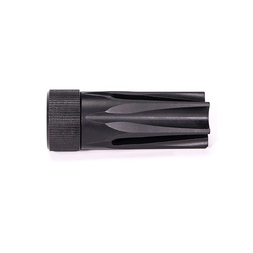 MUZZLOK® 7.62X39MM LUGER FLASH HIDER gör installation och justering enkel utan crush washer. Lätt att fästa och ta bort i fält, perfekt för snabb tidsinställning.