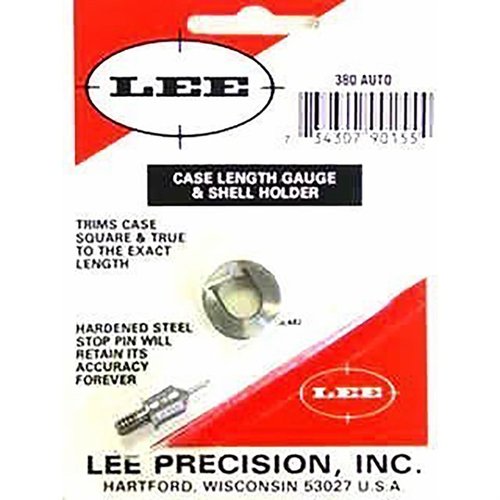 CASE LENGTH GAUGES från LEE PRECISION erbjuder en exakt och enkel metod för att trimma till längd och kvadra hylsans mun, perfekt för 380 AUTO.