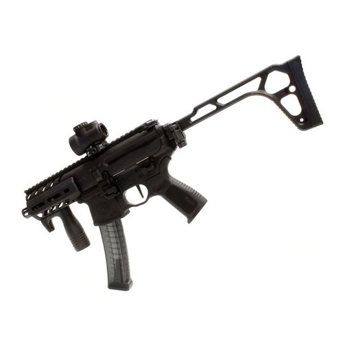 Modulär vertikal förgrip med integrerad handstop för pistoler, karbiner och korta gevär. Rostfritt stål och anodiserad finish för hållbarhet.