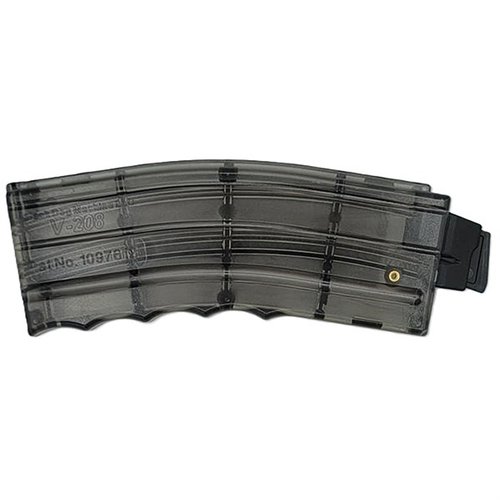 V208 AR-15 22 LONG RIFLE MAGAZINE erbjuder justerbar höjd för optimal matning, med åtta snabba insatser och ergonomiska fingergropar för ökad komfort.