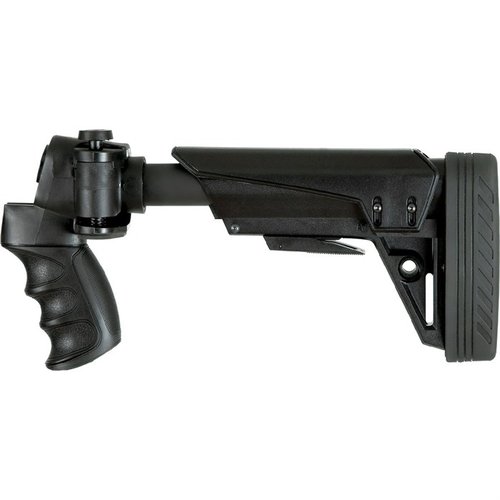STRIKEFORCE GEN2 shotgun stock erbjuder en justerbar och vikbar design, absorberar rekyl, och är lätt att installera med anpassningar för flera modeller.