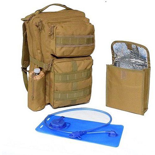 CACTUS JACK ARMORED TRANSPORT BACKPACK erbjuder anpassningsbar design, MOLLE-fästen, hydrationsblåsa, och plats för skyddsplatta för ultimat säkerhet.