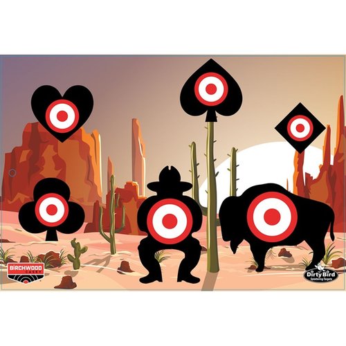 BIRCHWOOD CASEY DIRTY BIRD ACES HIGH 12 x 18" targets erbjuder tydlig skottspårning, intensiv splatter för bättre kontrast och hållbar konstruktion. 6-pack!