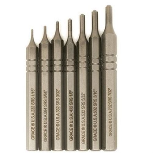 Grace USA Short Pin Punch Set erbjuder hög precision och hållbarhet med hex stock design, perfekt för detaljerat arbete i trånga utrymmen.