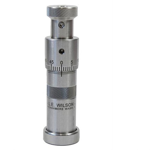 L.E. Wilson Micrometer Top Bullet Seater Die erbjuder exakt kuldjupjustering med hållbar konstruktion av rostfritt stål och mikrometerinställning i 0.001".