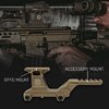 HYDRA V2 Dual Optic Mount ger en 2.91" Optic Centerline för snabbare målförståelse, förbättrad hållning och ökad situationsmedvetenhet.
