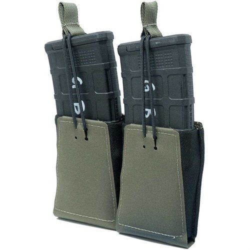 GBRS Group Double Rifle Magazine Pouch erbjuder MOLLE/BELT-kompatibilitet, bungee retention för säkerhet och smidig åtkomst till AR-15/AK-47 magasin.