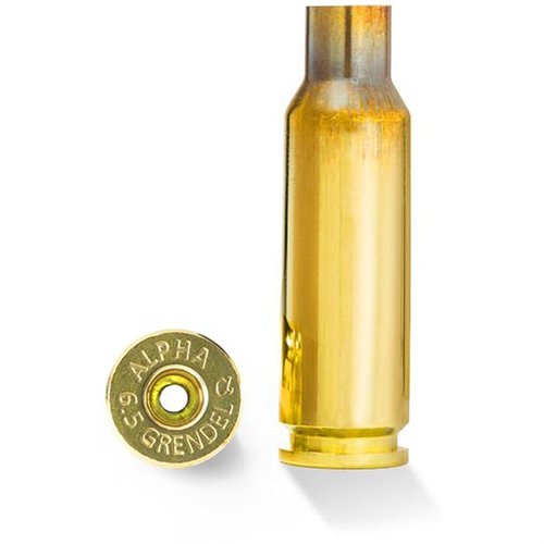 ALPHA MUNITIONS 6.5 GRENDEL BRASS erbjuder hög precision och låg rekyl för AR-15, med 100 stycken små rifle primer hylsor i skyddande förpackning.