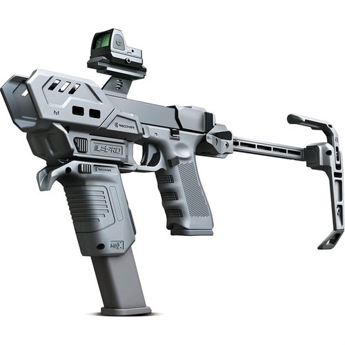 S-PRO STABILIZER FULL KIT för GLOCK 9/40 erbjuder modulär design, MLOK-montage, verktygsfri installation och bred kompatibilitet med flera GLOCK-modeller.