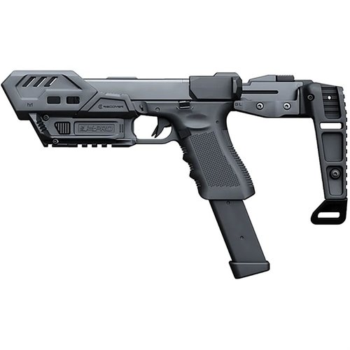 S-PRO STABILIZER BASIC KIT för GLOCK 9/40 erbjuder en modulär design, MLOK-kompatibilitet och en fjädrande stabilisator som enkelt kan konverteras till en buttstock.