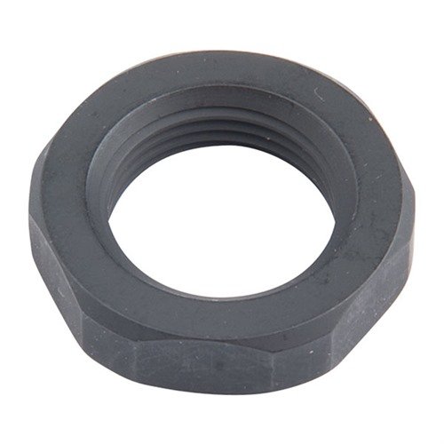 .750 JAM NUT 1/2-28" från J P ENTERPRISES erbjuder högkvalitativa hex jam nuts för indexering av muzzle devices, tillgänglig i svart eller rostfritt stål.