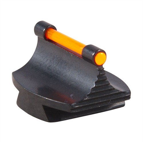 Precisiontillverkade sikten för gevär i stål, med en elegant kontur och blästrad yta. Finns med orange eller grön fiberoptik för ökad synlighet.