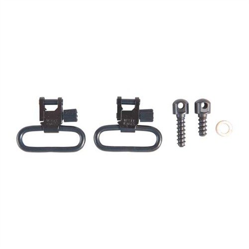 115 RGS Swivel Set från Uncle Mikes erbjuder 1" & 1-1/4" loops, perfekt för en mängd olika gevär och pistoler, med standard längd och enkel installation.