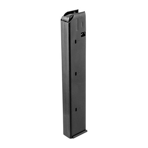 Robust 32-runders Colt-stil magasin i stål för 9mm AR-15, med pålitlig matning, lätt att rengöra och passar Colt och Rock River konverteringar.
