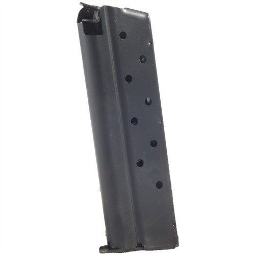 Hållbara och högkvalitativa 1911 9MM MAGAZINES i blued carbon steel eller rostfritt stål, med avtagbar bas och säker orange nylonfollower för pålitlig matning.