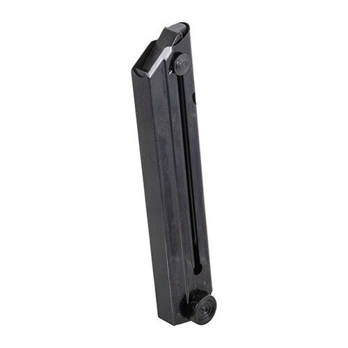 LUGER 8RD 9MM MAGAZINE från MEC-GAR är tillverkad av certifierad kolstål, TIG-svetsad och värmebehandlad för hållbarhet, perfekt för din P-08.