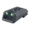 1911 Fiber Optic Rear Sights maximerar ljus för snabb sikt i svagt ljus, med anpassningsbara trepunktsystem och snagfria kanter för smidig användning.