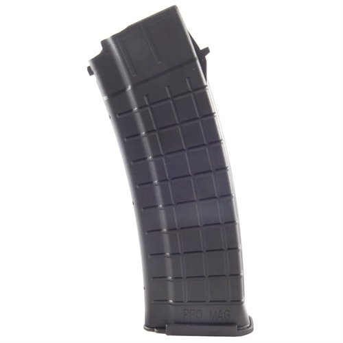 AK-47 30RD magasin i svart polymer erbjuder pålitlig matning med självsmörjande polykarbonatföljeslagare och avtagbar basplatta för enkel rengöring.
