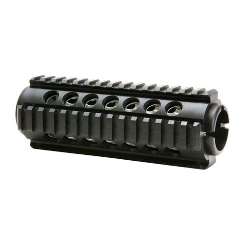 Den tvådelade Quad-Rail Handguarden för AR-15 erbjuder många Picatinny-fästen, är tillverkad av högkvalitativ nylonpolymer och skyddar handen från värme.
