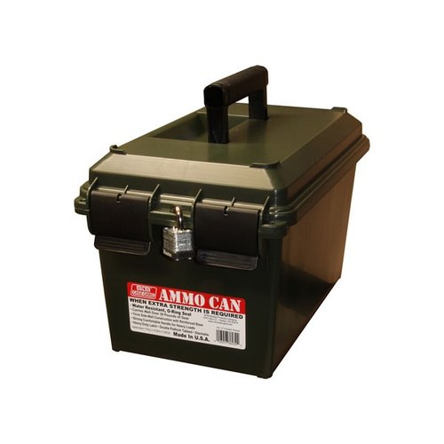 MTM ammo cans erbjuder lätt och hållbar förvaring av ammunition med vattentät O-Ring tätning, dubbla lås och staplingsmöjligheter för säkerhet och bekvämlighet.