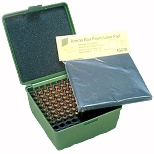 AMMO BOX FOAM LINER från MTM CASE-GARD håller din omladdade ammunition säker och organiserad, minskar skakningar och skyddar kulspetsarna.