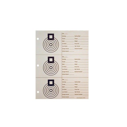 Sinclair Load Development Target innehåller tre 100 yards benchrest-mål med plats för chronograph och laddningsinformation. Perfekt för framtida referens!