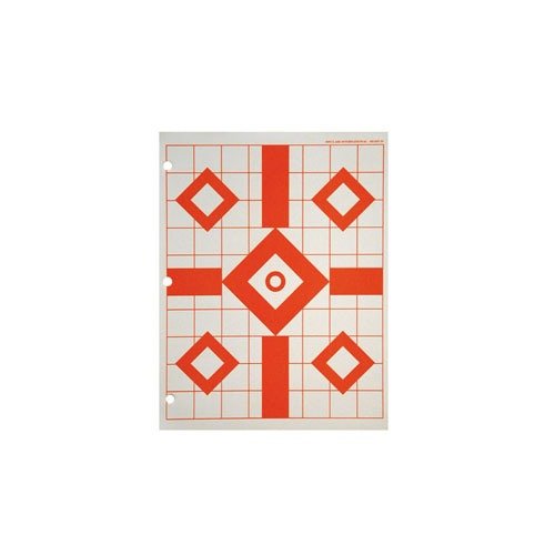 Sinclair Fluorescent Sight-in Targets är perfekta för att justera sikten med sina fluorescerande orange diamanter på kraftigt papper, idealiska för lågt ljus. 25-pack.