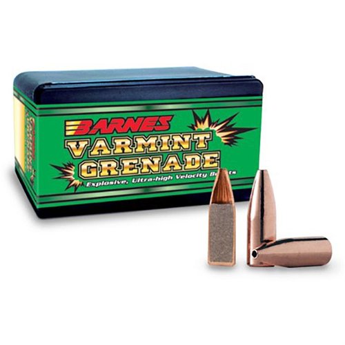 Varmint Grenade från Barnes är blyfria kulor som ger explosiva resultat, med hög frangibilitet och minimal risk för rikoschetter, perfekta för skadedjursjakt.