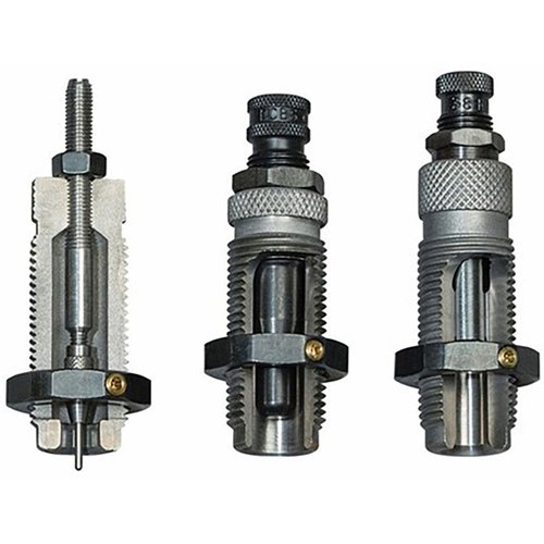 RCBS 3-DIE CARBIDE TAPER CRIMP SET för 9MM LUGER eliminerar behovet av smörjning och rengöring av hylsor, med expander- och sätthylsa för perfekt crimp.