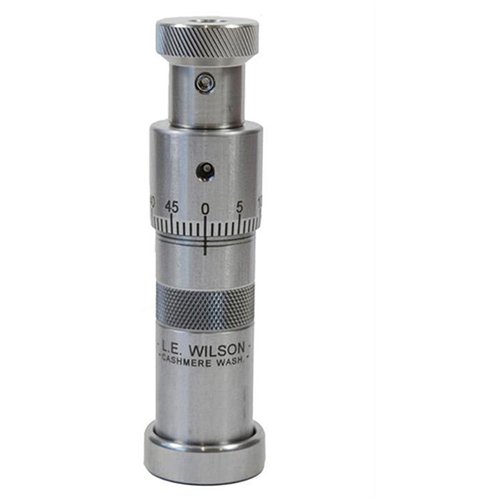 L.E. Wilson Micrometer Top Bullet Seater Die erbjuder exakt kuldjup och hållbar konstruktion i rostfritt stål, perfekt för användning med Arbor Press.