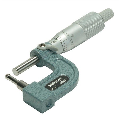 Mitutoyo Ball Micrometer mäter väggtjocklek på mässing och rör med precision till .0001". Den har en karbidbelagd spindel och lättlästa skala.