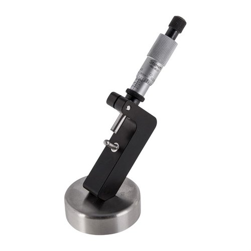 Sinclair Case Neck Micrometer mäter med .0001 tum precision, justerbart för exakt mätning av hylsans väggtjocklek, perfekt för handladdare.