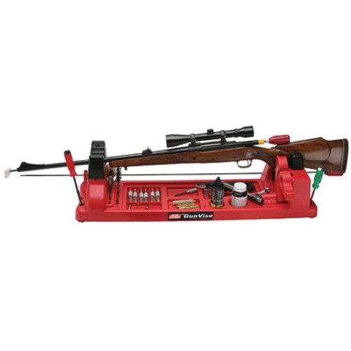 MTM Gun Cleaning Vise är perfekt för gevär och hagelgevär! 🔧 Håll ditt vapen säkert under underhåll och rengöring med 14 fack och hållare.