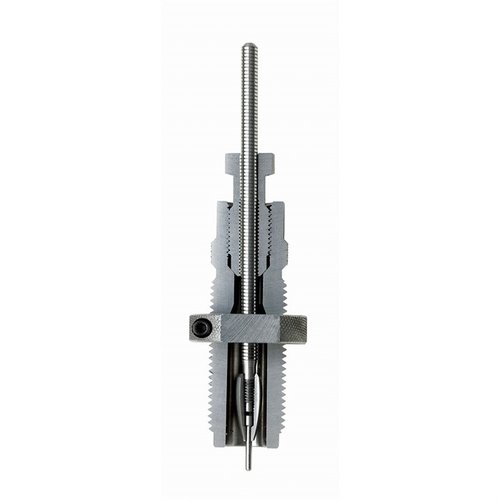 Hornady Match Grade Full Length Sizing Dies erbjuder exakt storleksjustering med självcentrerande bushings för optimal hylsans nackspänning och mindre slitage.
