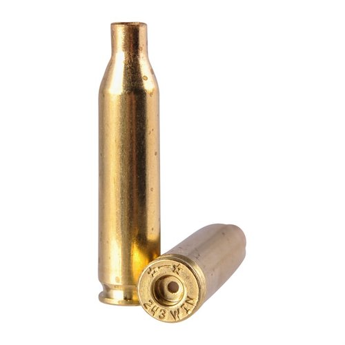 Starline .243 Winchester brass erbjuder högkvalitativa hylsor som kan återanvändas flera gånger, perfekta för jakt och tävling med konsekvent prestanda.