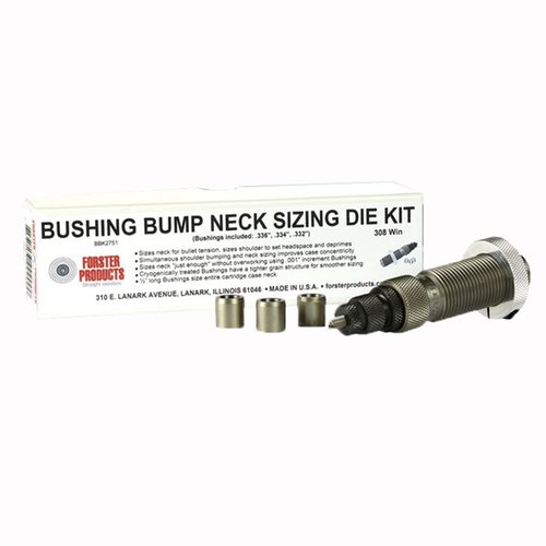 Forster Bushing Bump Neck Die Kits ger precisionreloadare möjlighet att noggrant kontrollera spänningen på hylsorna, med handpolerade dies och utvalda bushings.