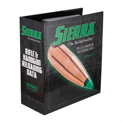 Sierra Bullets 6:e upplagan av Rifle & Handgun Reloading Manual erbjuder den senaste informationen om omladdning, historia om patroner och en omfattande ordlista.